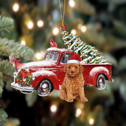 Ornament- Cavapoo-Cardinal & Truck Two Sided Ornament, Happy Christmas Ornament, Car Ornament - Best gifts your whole family