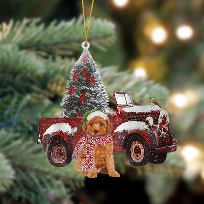 Ornament- Cavapoo-Christmas Truck Two Sided Ornament, Happy Christmas Ornament, Car Ornament - Best gifts your whole family
