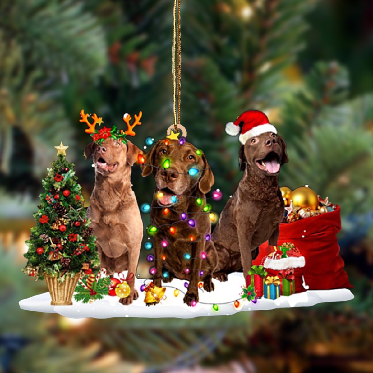 Ornament- Chesapeake Bay Retriever-Christmas Dog Friends Hanging Ornament, Christmas Ornament, Car Ornament - Best gifts your whole family