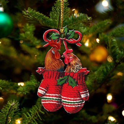 Ornament- Chicken Inside Your Gloves Christmas Holiday-Two Sided Ornament, Christmas Ornament, Car Ornament - Best gifts your whole family