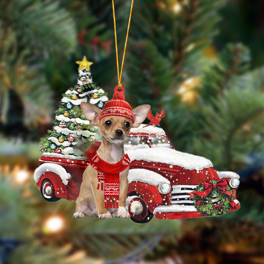 Ornament- Chihuahua 2-Christmas Car Two Sided Ornament, Happy Christmas Ornament, Car Ornament - Best gifts your whole family