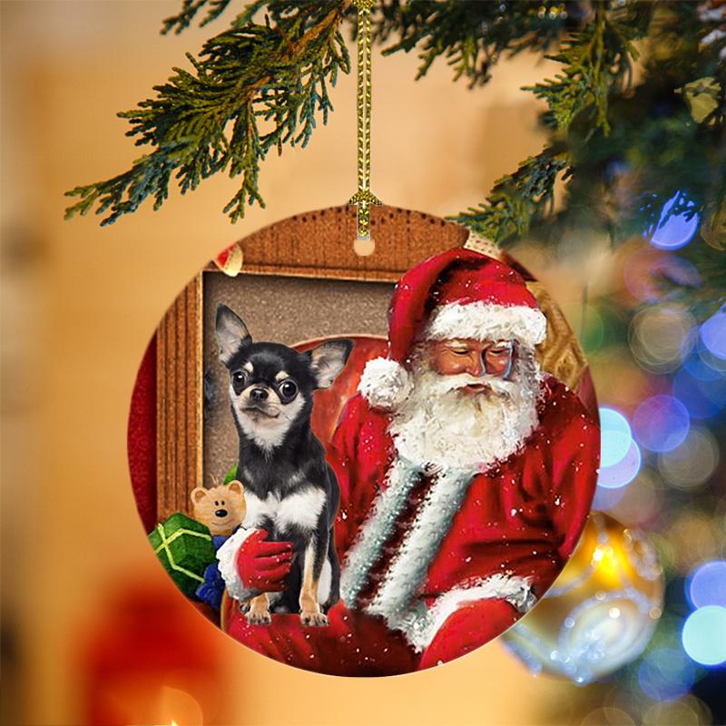 Ornament- Chihuahua-3 With Santa Christmas Ornament, Happy Christmas Ornament, Car Ornament - Best gifts your whole family