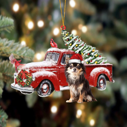 Ornament- Chihuahua 4-Cardinal & Truck Two Sided Ornament, Happy Christmas Ornament, Car Ornament - Best gifts your whole family