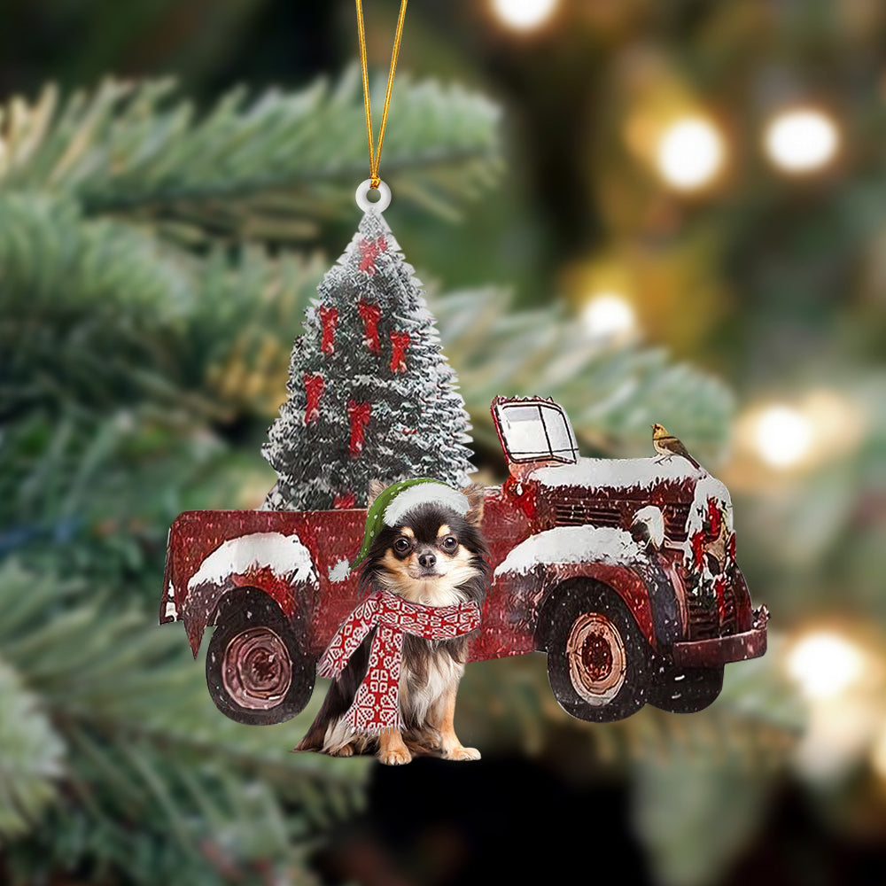 Ornament- Chihuahua 4-Christmas Truck Two Sided Ornament, Happy Christmas Ornament, Car Ornament - Best gifts your whole family