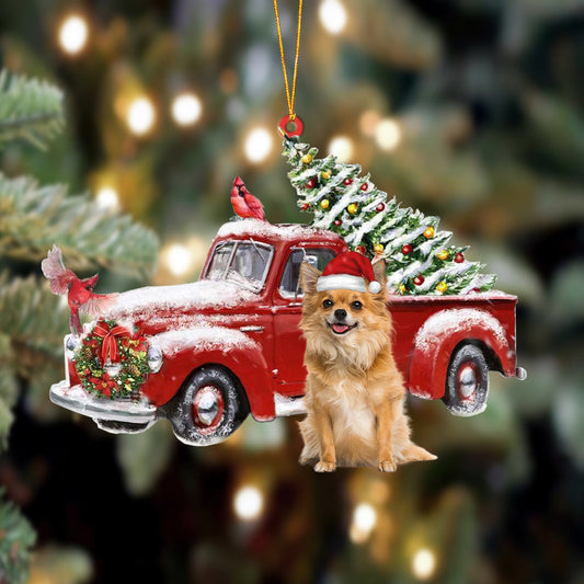 Ornament- Chihuahua3-Cardinal & Truck Two Sided Ornament, Happy Christmas Ornament, Car Ornament - Best gifts your whole family
