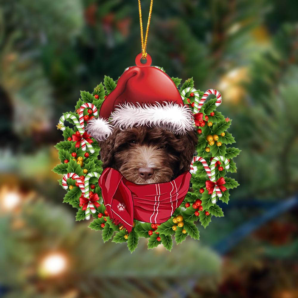 Ornament- CHOCOLATE goldendoodle-Xmas Bandana Hanging Ornament, Happy Christmas Ornament, Car Ornament - Best gifts your whole family