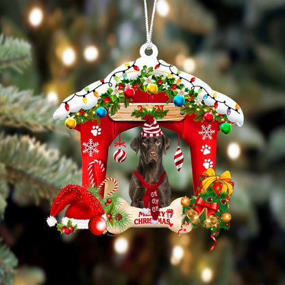 Ornament- Chocolate Labrador 1-Christmas House Two Sided Ornament, Happy Christmas Ornament, Car Ornament - Best gifts your whole family