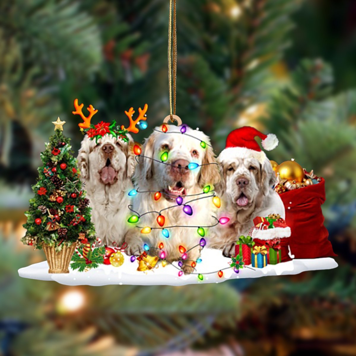 Ornament- Clumber Spaniel-Christmas Dog Friends Hanging Ornament, Happy Christmas Ornament, Car Ornament - Best gifts your whole family