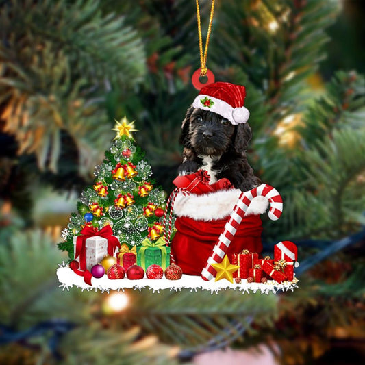 Ornament- Cockapoo Gift Bag Merry Christmas Ornament Dog Ornament, Car Ornament, Christmas Ornament - Best gifts your whole family