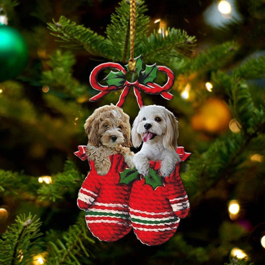 Ornament- Cockapoo Inside Your Gloves Christmas Holiday-Two Sided Ornament, Christmas Ornament, Car Ornament - Best gifts your whole family
