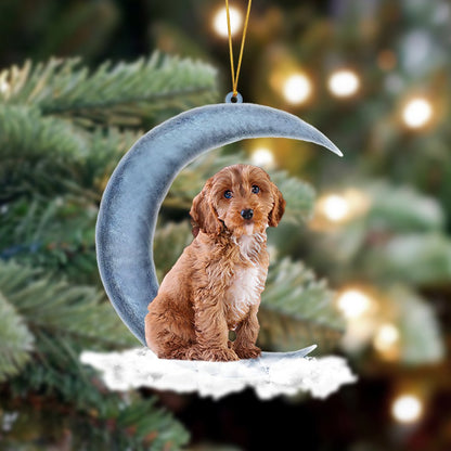 Ornament- Cockapoo Sits On The Moon Hanging Ornament Dog Ornament, Car Ornament, Christmas Ornament - Best gifts your whole family