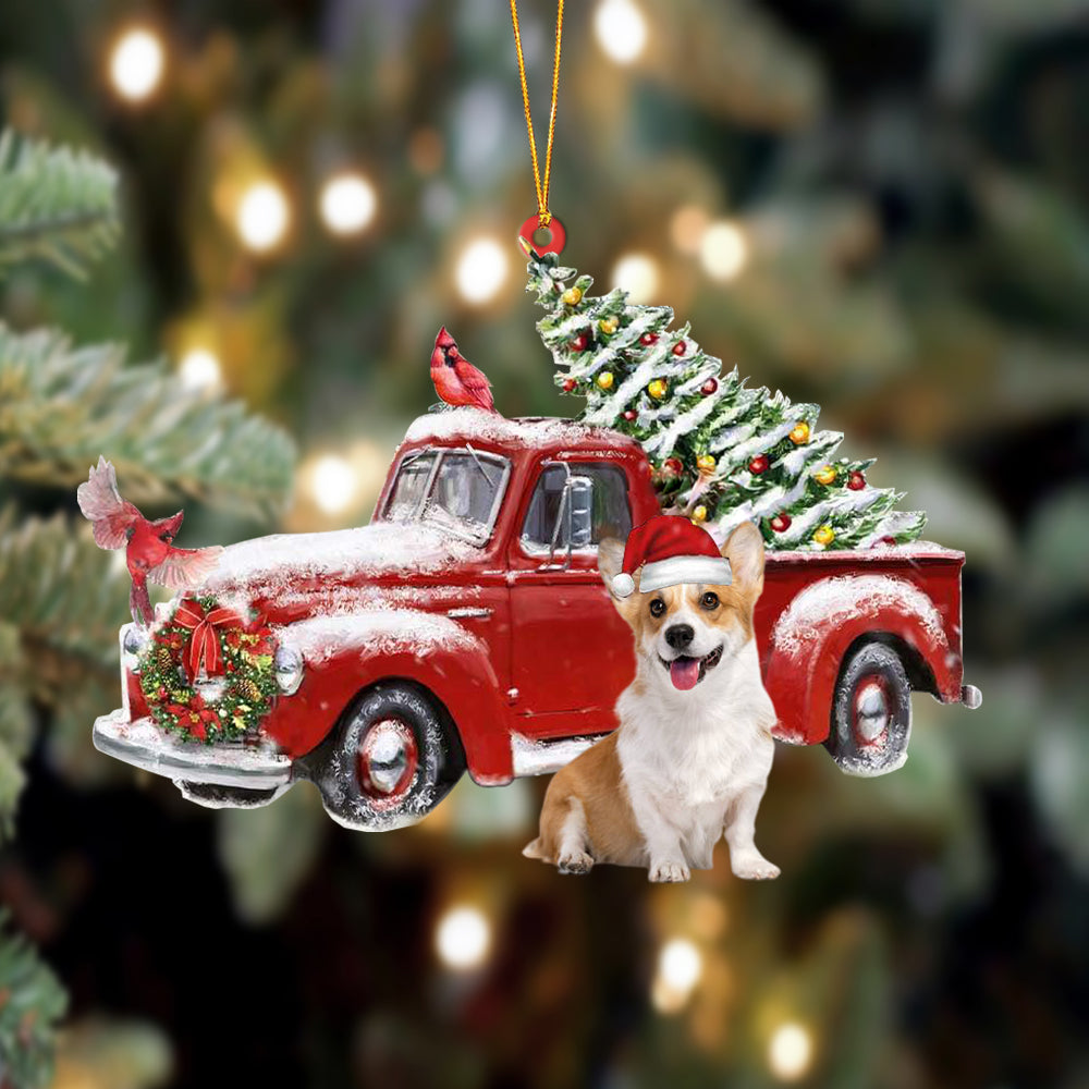 Ornament- Corgi 2-Cardinal & Truck Two Sided Ornament, Happy Christmas Ornament, Car Ornament - Best gifts your whole family