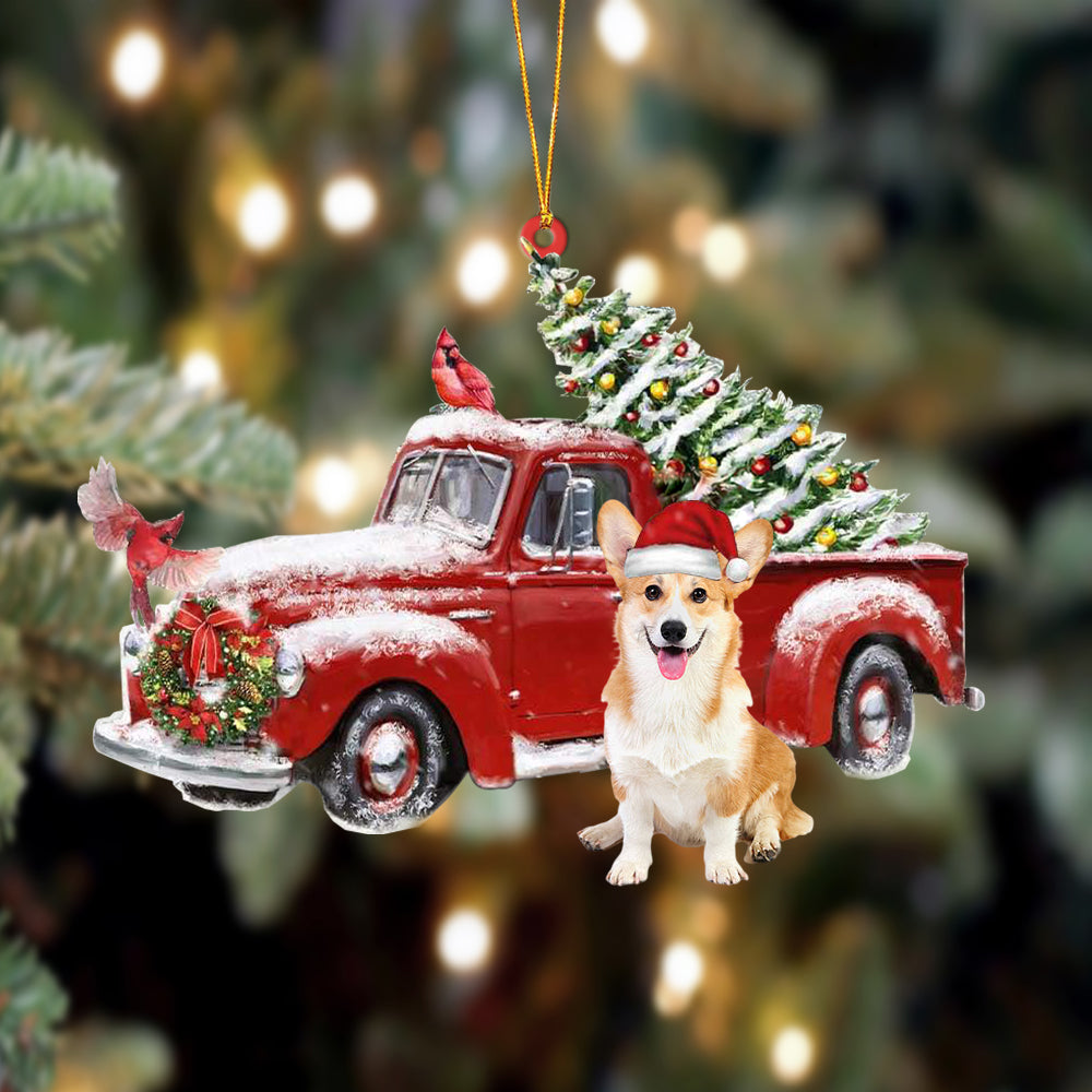 Ornament- Corgi 3-Cardinal & Truck Two Sided Ornament, Happy Christmas Ornament, Car Ornament - Best gifts your whole family
