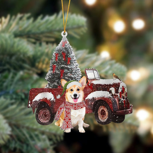 Ornament- Corgi 3-Christmas Truck Two Sided Ornament, Happy Christmas Ornament, Car Ornament - Best gifts your whole family