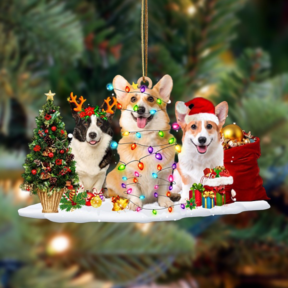 Ornament- Corgi-Christmas Dog Friends Hanging Ornament, Happy Christmas Ornament, Car Ornament - Best gifts your whole family