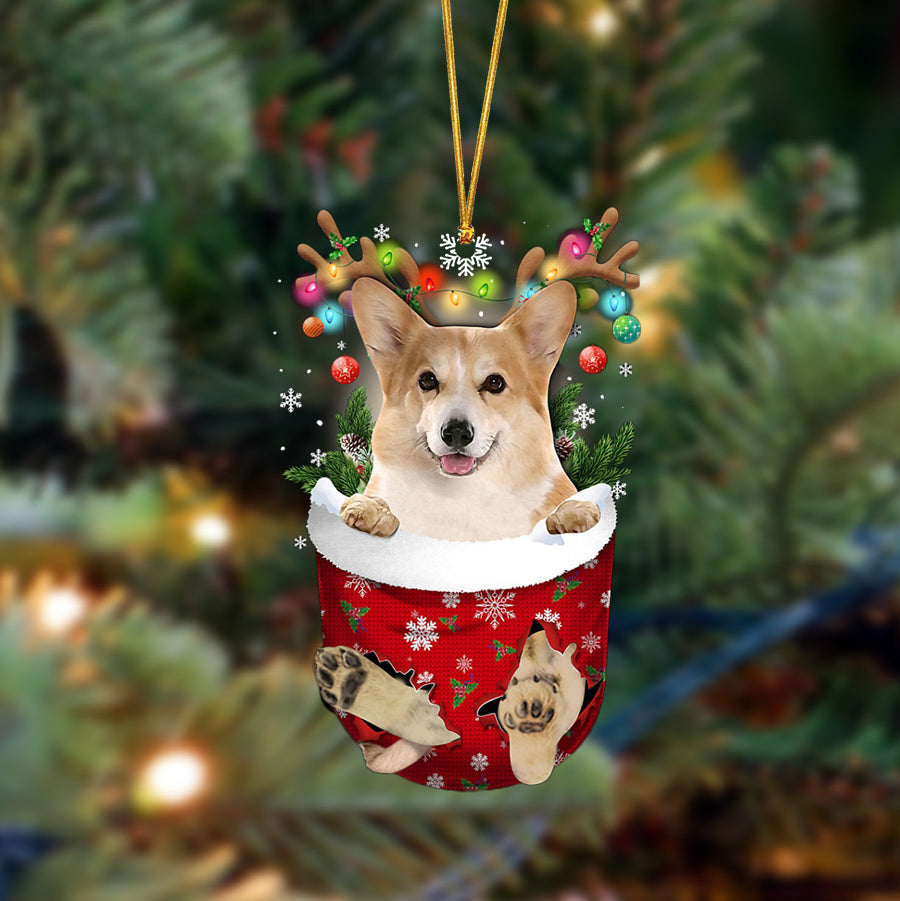 Ornament- Corgi-In Christmas Pocket Two Sides Ornament, Happy Christmas Ornament, Car Ornament - Best gifts your whole family