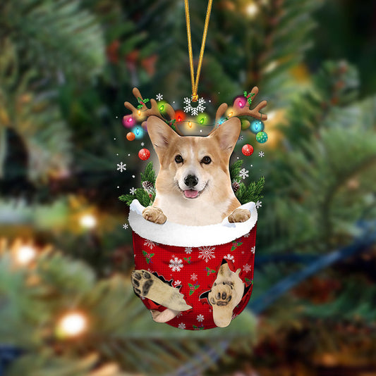 Ornament- Corgi-In Christmas Pocket Two Sides Ornament, Happy Christmas Ornament, Car Ornament - Best gifts your whole family