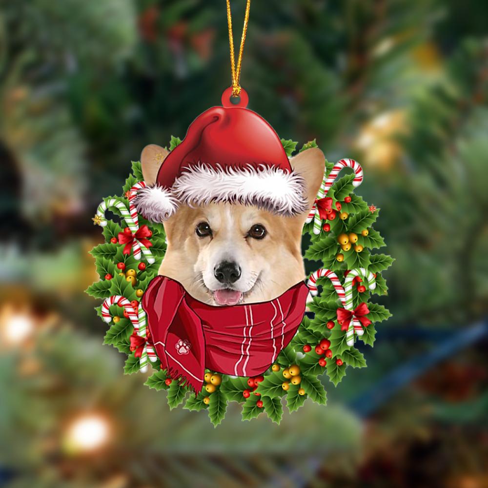 Ornament- Corgi-Xmas Bandana Hanging Ornament, Happy Christmas Ornament, Car Ornament - Best gifts your whole family