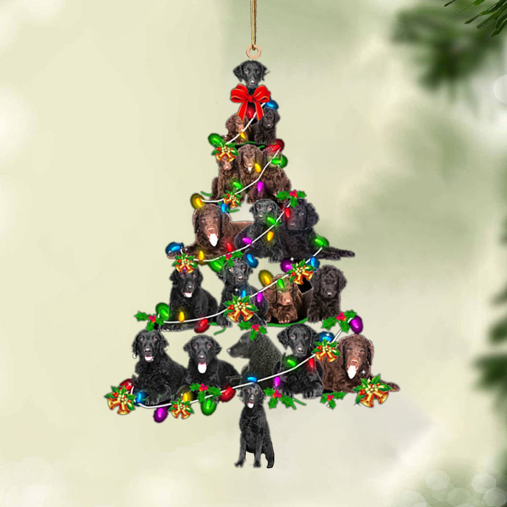 Ornament- Curly Coated Retriever-Christmas Tree Lights-Two Sided Ornament, Christmas Ornament, Car Ornament - Best gifts your whole family