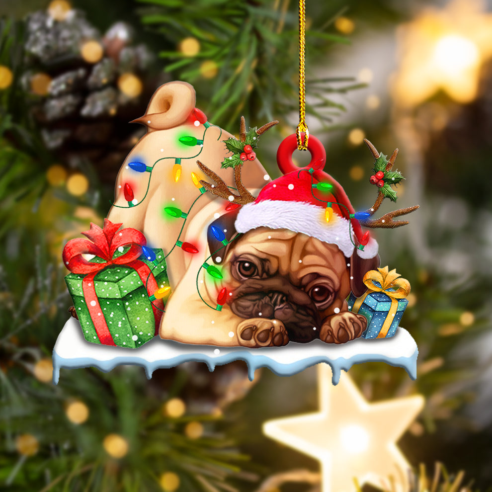 Ornament- Cute Pug Christmas Shape Ornament, Happy Christmas Ornament, Car Ornament - Best gifts your whole family