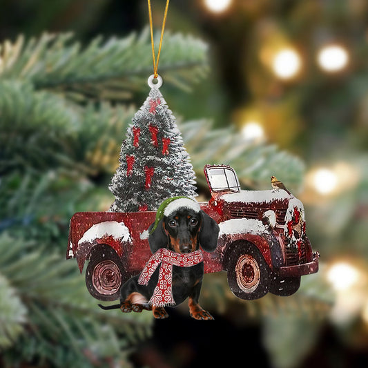 Ornament- Dachshund 1-Christmas Truck Two Sided Ornament, Happy Christmas Ornament, Car Ornament - Best gifts your whole family