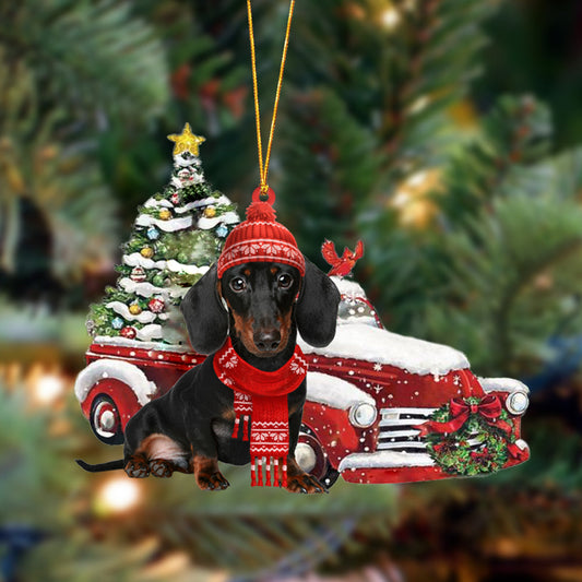 Ornament- Dachshund 2-Christmas Car Two Sided Ornament, Happy Christmas Ornament, Car Ornament - Best gifts your whole family