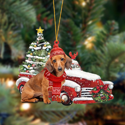Ornament- Dachshund 3-Christmas Car Two Sided Ornament, Happy Christmas Ornament, Car Ornament - Best gifts your whole family