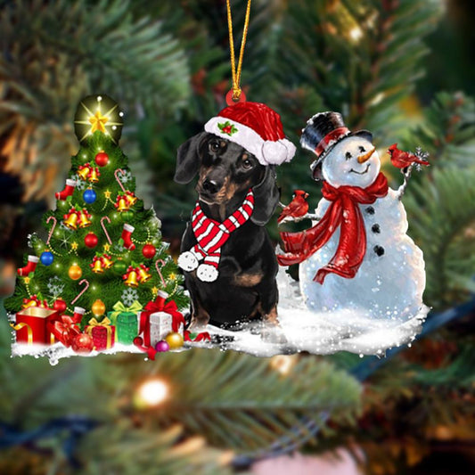 Ornament- Dachshund Christmas Snow Hanging Ornament Dog Ornament, Car Ornament, Christmas Ornament - Best gifts your whole family