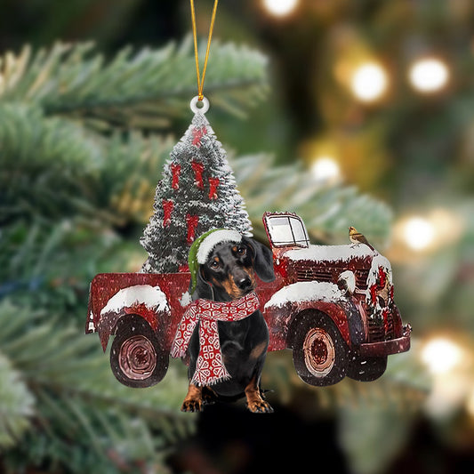 Ornament- Dachshund-Christmas Truck Two Sided Ornament, Happy Christmas Ornament, Car Ornament - Best gifts your whole family
