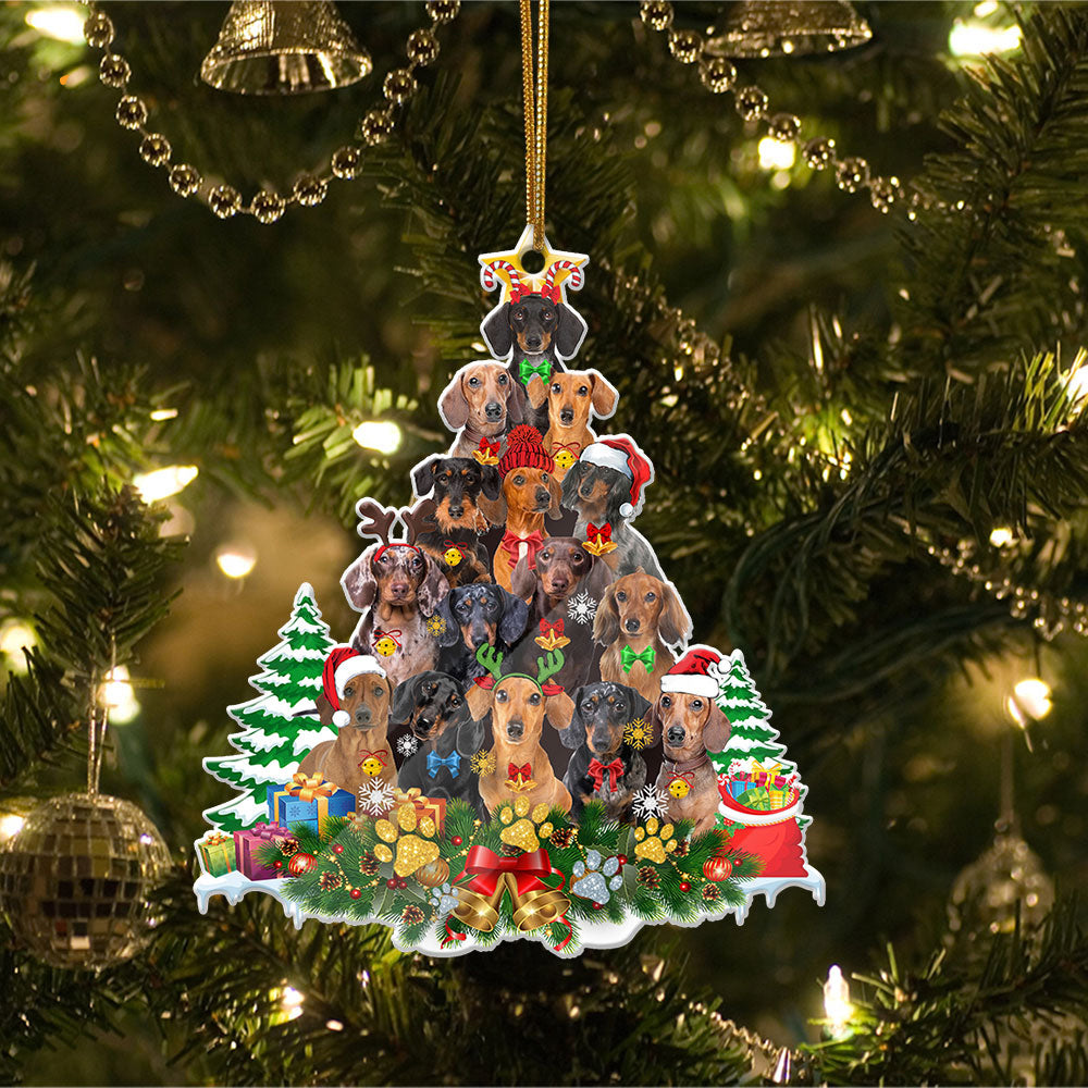 Ornament- Dachshund Full The Christmas Tree-Two Sided Ornament, Happy Christmas Ornament, Car Ornament - Best gifts your whole family