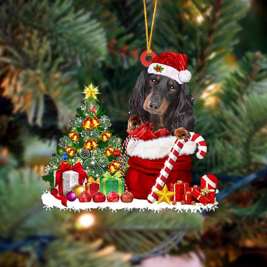 Ornament- Dachshund Gift Bag Merry Christmas Ornament Dog Ornament, Car Ornament, Christmas Ornament - Best gifts your whole family