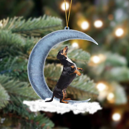 Ornament- Dachshund Sits On The Moon Hanging Ornament Dog Ornament, Car Ornament, Christmas Ornament - Best gifts your whole family