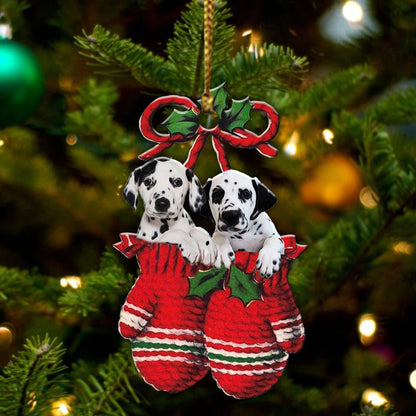 Ornament- Dalmatian Inside Your Gloves Christmas Holiday-Two Sided Ornament, Christmas Ornament, Car Ornament - Best gifts your whole family