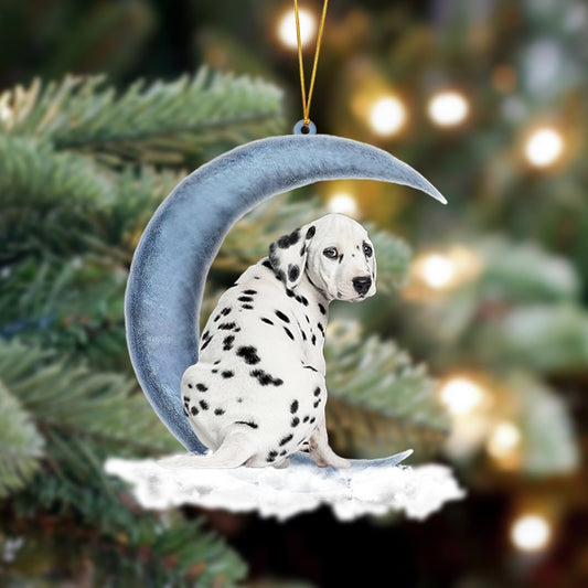 Ornament- Dalmatian Sits On The Moon Hanging Ornament Dog Ornament, Car Ornament, Christmas Ornament - Best gifts your whole family