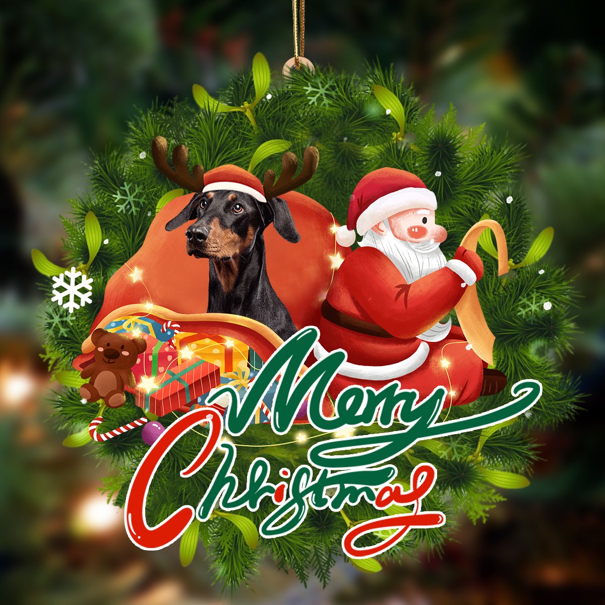 Ornament- Doberman-Santa & dog Hanging Ornament, Happy Christmas Ornament, Car Ornament - Best gifts your whole family