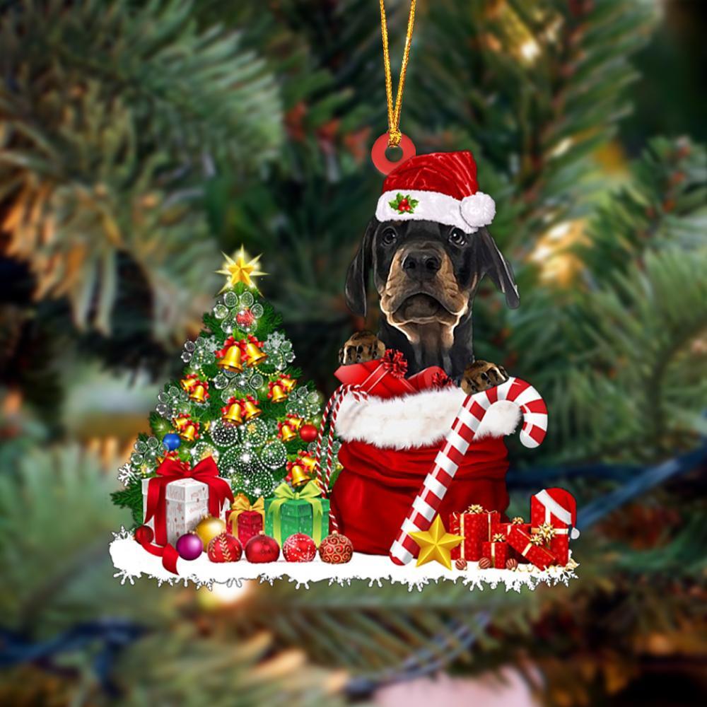 Ornament- Dobermann Gift Bag Merry Christmas Ornament Dog Ornament, Car Ornament, Christmas Ornament - Best gifts your whole family