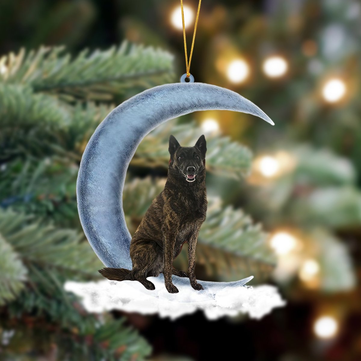 Ornament- Dutch Shepherd Sits On The Moon Hanging Ornament Dog Ornament, Car Ornament, Christmas Ornament - Best gifts your whole family