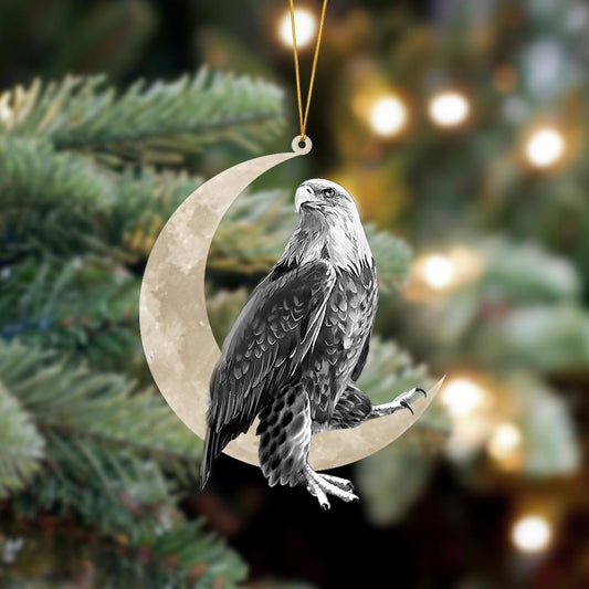 Ornament- Eagle Sits On The Moon Hanging Ornament Dog Ornament, Car Ornament, Christmas Ornament - Best gifts your whole family
