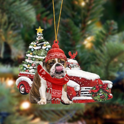 Ornament- English Bulldog 2-Christmas Car Two Sided Ornament, Happy Christmas Ornament, Car Ornament - Best gifts your whole family