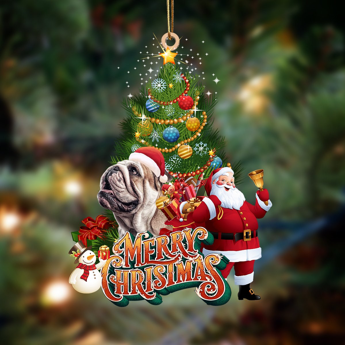 Ornament- English Bulldog-Christmas Tree&Dog Hanging Ornament, Happy Christmas Ornament, Car Ornament - Best gifts your whole family