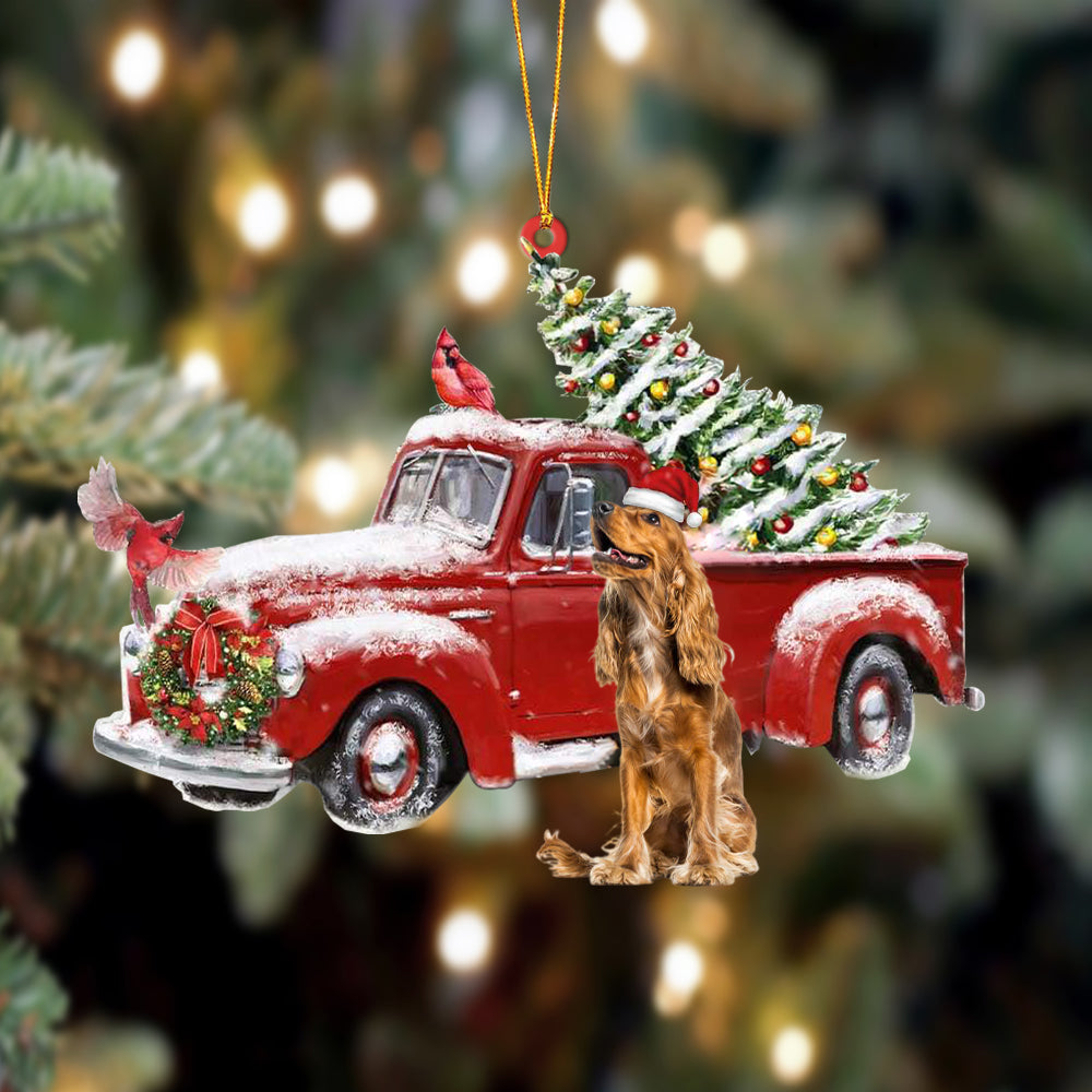 Ornament- English Cocker Spaniel 2-Cardinal & Truck Two Sided Ornament, Christmas Ornament, Car Ornament - Best gifts your whole family
