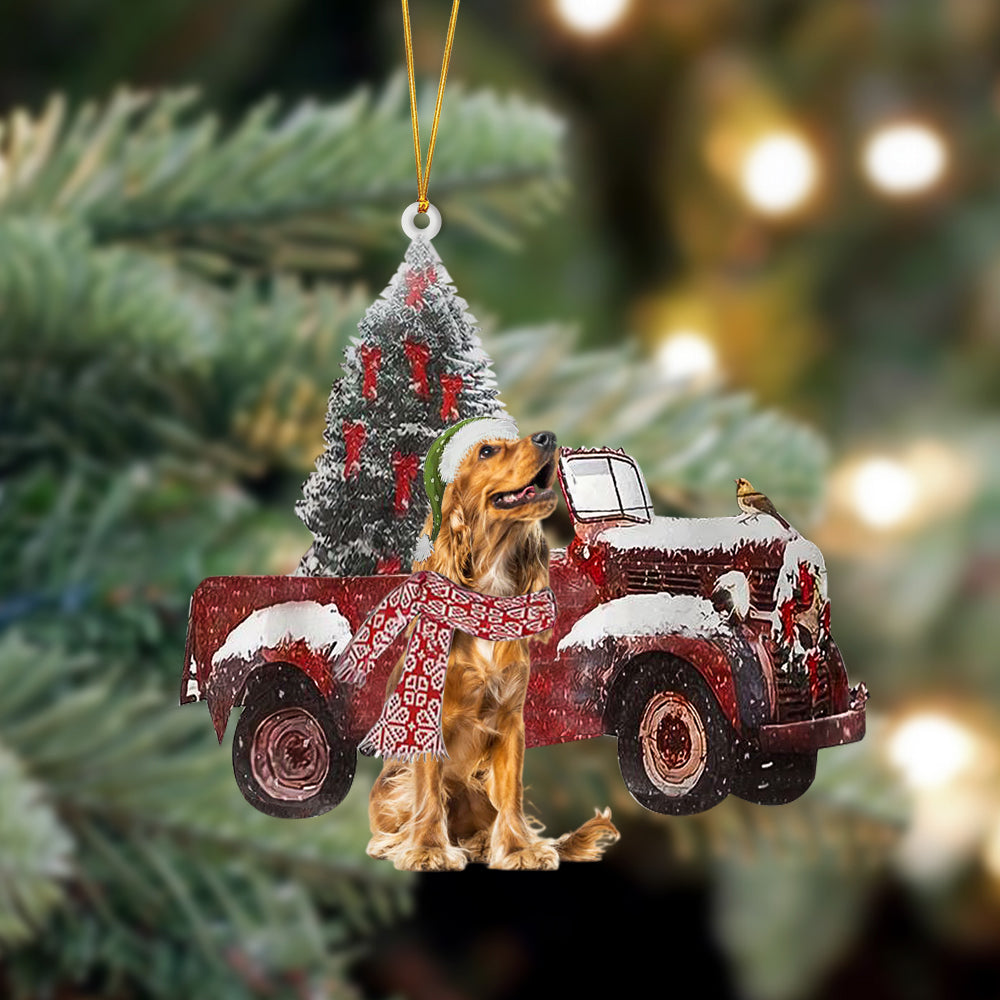 Ornament- English Cocker Spaniel 2-Christmas Truck Two Sided Ornament, Happy Christmas Ornament, Car Ornament - Best gifts your whole family