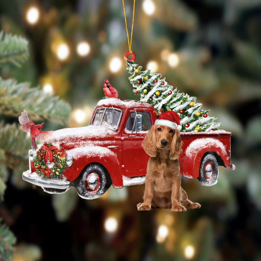 Ornament- English Cocker Spaniel-Cardinal & Truck Two Sided Ornament, Happy Christmas Ornament, Car Ornament - Best gifts your whole family