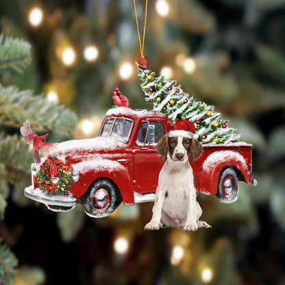Ornament- English Springer Spaniel-Cardinal & Truck Two Sided Ornament, Christmas Ornament, Car Ornament - Best gifts your whole family