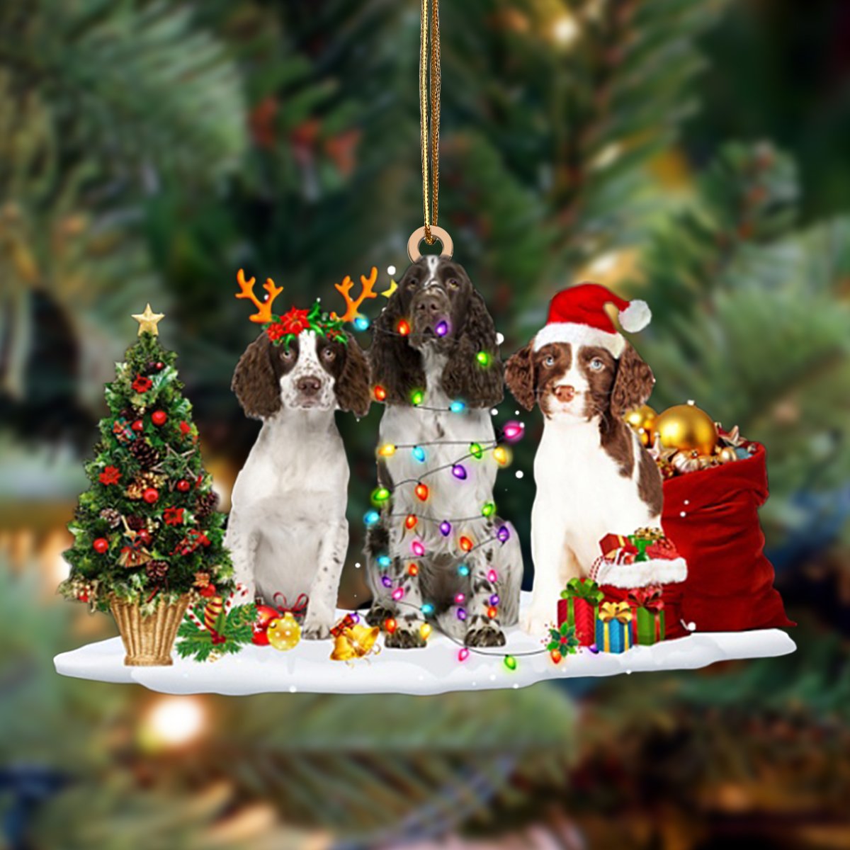 Ornament- English Springer Spaniel-Christmas Dog Friends Hanging Ornament, Christmas Ornament, Car Ornament - Best gifts your whole family