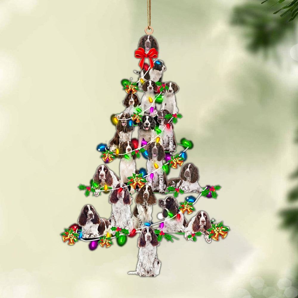 Ornament- English Springer Spaniel-Christmas Tree Lights-Two Sided Ornament, Christmas Ornament, Car Ornament - Best gifts your whole family