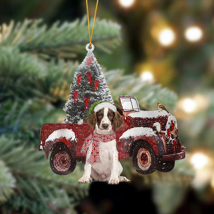 Ornament- English Springer Spaniel-Christmas Truck Two Sided Ornament, Happy Christmas Ornament, Car Ornament - Best gifts your whole family
