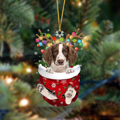 Ornament- English Springer Spaniel-In Christmas Pocket Two Sides Ornament, Christmas Ornament, Car Ornament - Best gifts your whole family