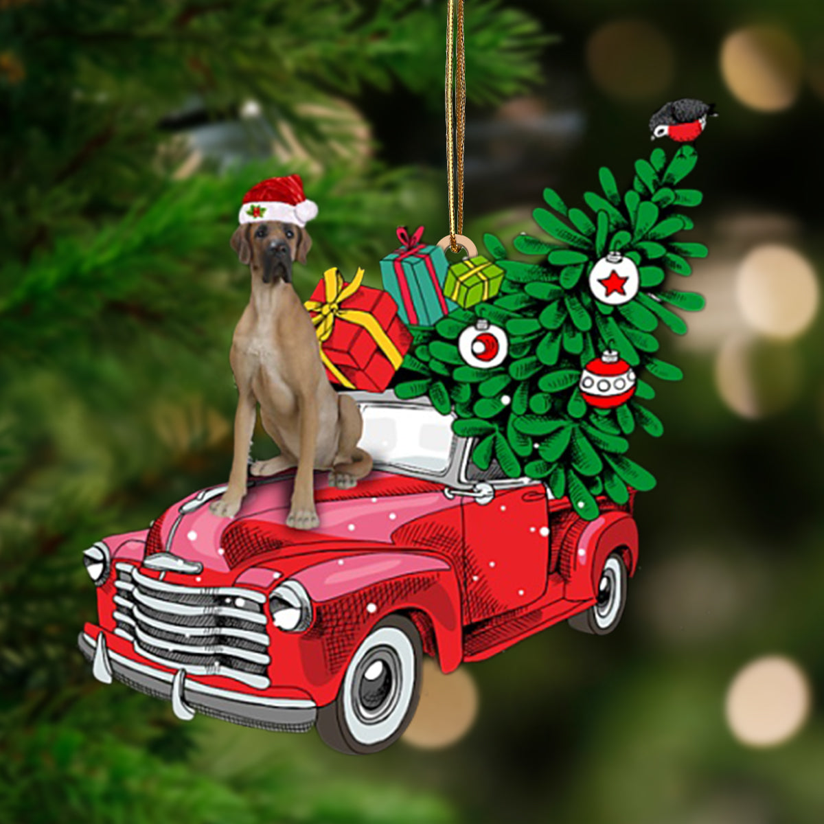 Ornament- FAWN Great Dane-Pine Truck Hanging Ornament, Happy Christmas Ornament, Car Ornament - Best gifts your whole family