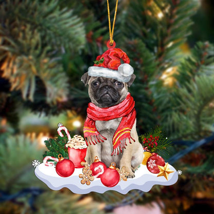 Ornament- FAWN Pug 2-Better Christmas Hanging Ornament, Happy Christmas Ornament, Car Ornament - Best gifts your whole family